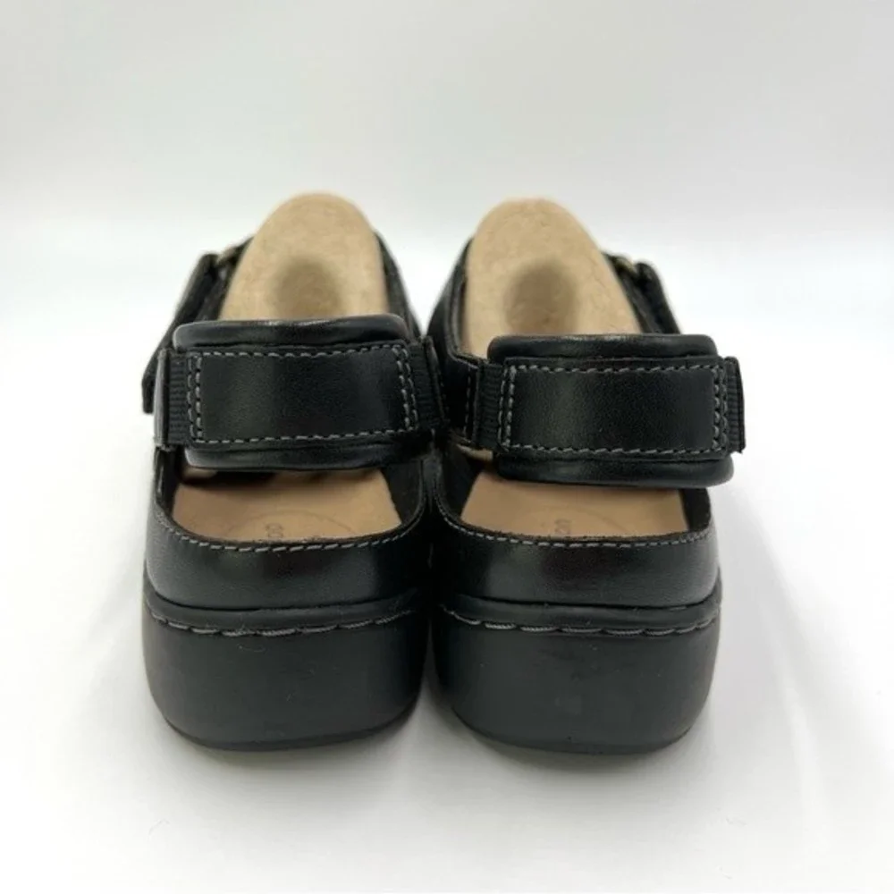 Clarks Size 9 Cora Dream Black Leather Fisherman Style Casual‎ Comfort Shoes
